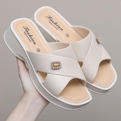Women's New Summer Non-Slip High Heel Fashion Durable Soft Slide Beach Sandals Home Slippers Wholesale for Women & Ladies