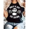 Women'S Casual Crew Neck T-Shirt with Funny Panda Weightlifting Print, Short Sleeve, Regular Fit, Spring & Summer Top, Gym Shirts