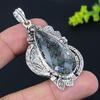 Natural Black Rutile Gemstone Handmade 925 Sterling Silver Pendant 2.56" K1V75