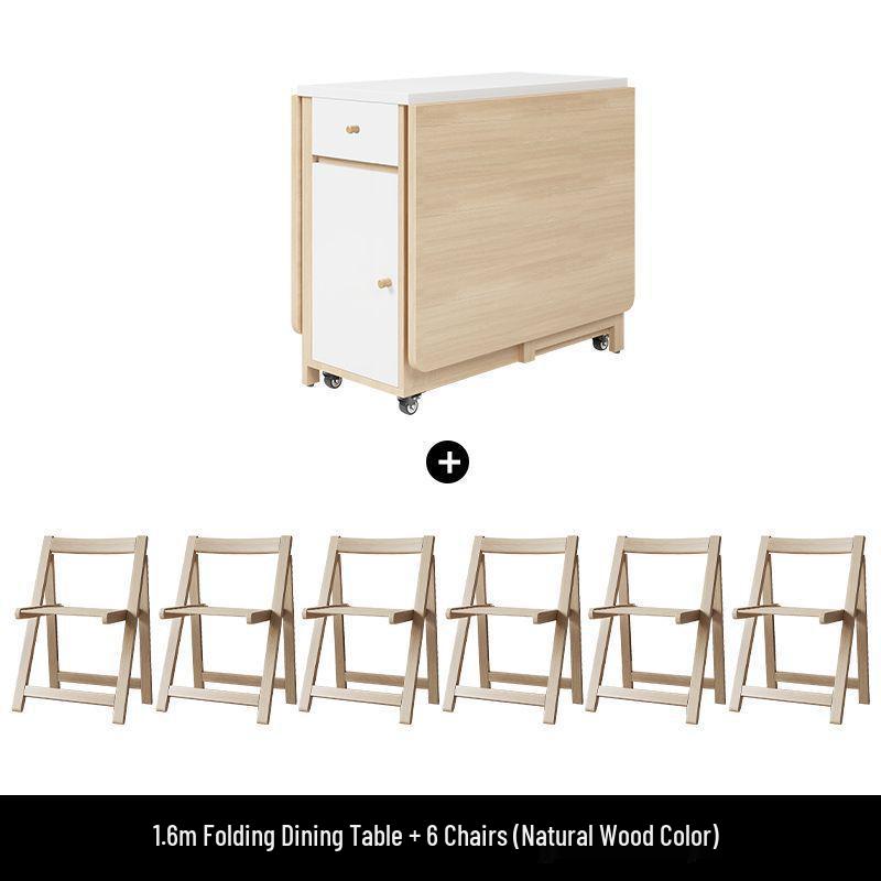Cream Style Foldable Dining Table and Chair Set - Simple, Multi-Functional, Portable Furniture for Home