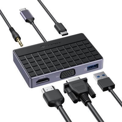 Yottamaster USB C Hub USB Hub with HDMI 100W PD Fast USB VGA HDMI Adapter Support Adapter, Multi-Port 4K@30Hz, Charging, 3.0, USB-A Port,