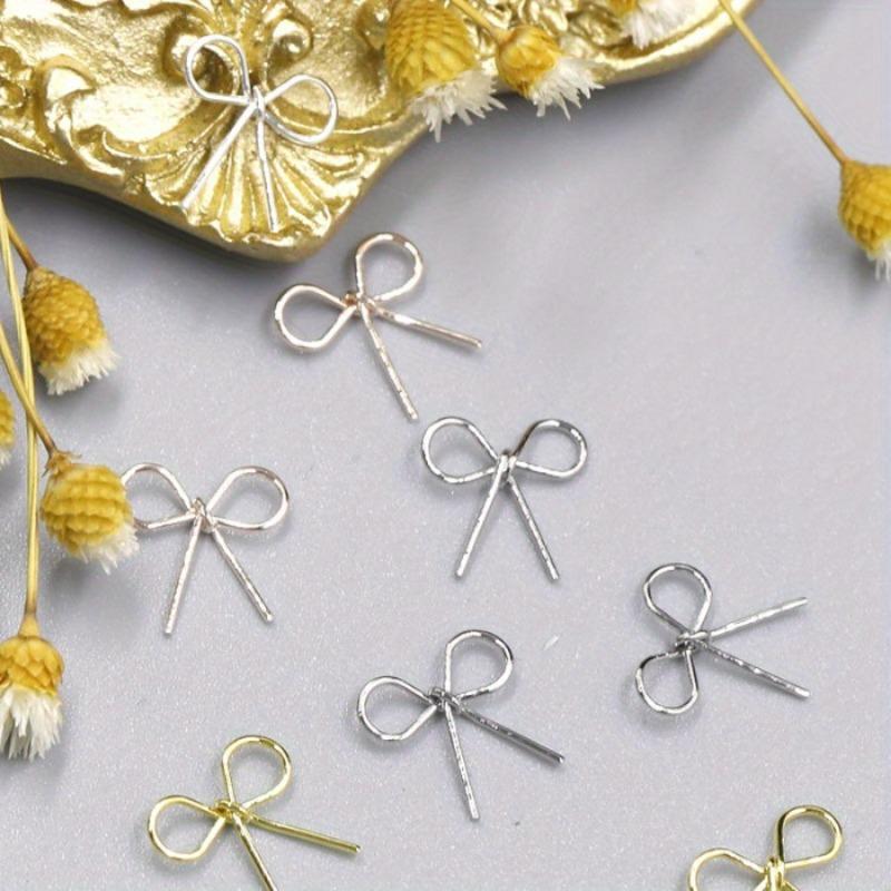 50Pcs Exquisite Sweet Nail Bow Wrapped Retro Simple Three-dimensional Alloy Nail Jewelry Rivets Hand-worn Nail Top Decoration