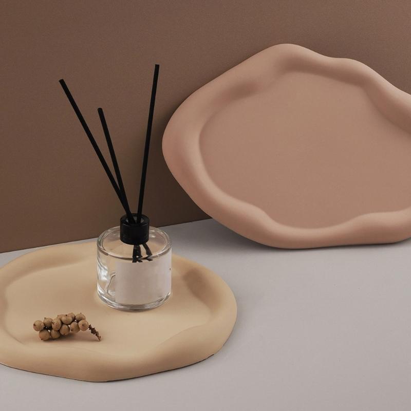 2PCS Epoxy Resin Crafting Molds Large Silicone Trays Moulds Candle Holder Molds Silicone Texture for Jewelry Tray Plate