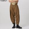 INCERUN Jarní pánská móda Široká noha Dlouhé Jogger Kalhoty Jednobarevné Ležérní Volné Maxi kalhoty Plus Size