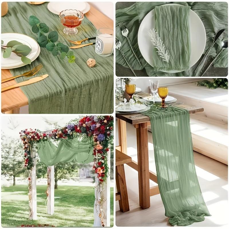 1pc Bohemian Polyester Table Runner - Beige & White Ruffled Design, Rectangular Fabric with Elegant Floral Accents for Weddings, Parties