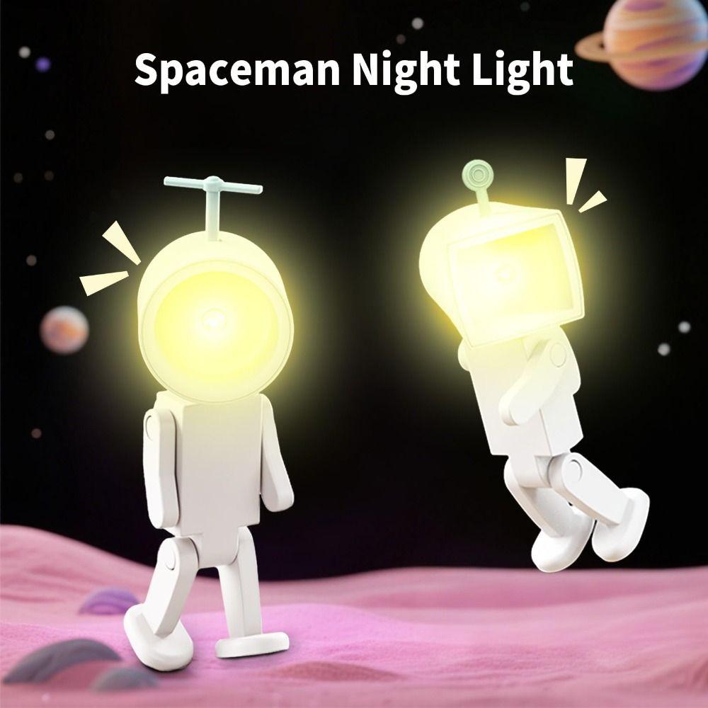 Desktop Ornament Kawaii LED Astronaut Night Light Magnetic Mini Table Lamp Cartoon with Battery Atmosphere Light Birthday Gift