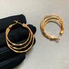 Silver Needle French High-end Sense K Real Gold Electroplating Double-layer Circle Earrings Niche Design Simple Fashion Earrings Women