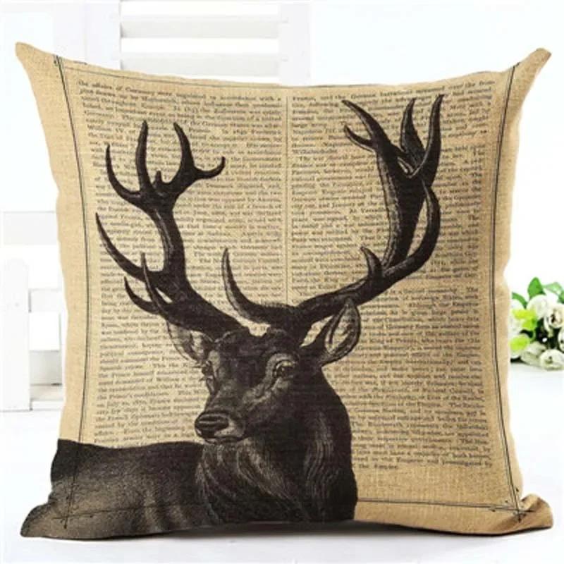 Drop Shipping Custom Elk New 24 Styles Linen Pillow Cover Geometric Deer Cushion Cover Nordic Style Home Decorative Pillow Case