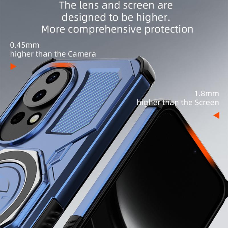 KEYSION Shockproof Magnetic Case for Huawei Nova 13 Silicone+PC Upright Live Metal Ring Stand Phone Back Cover for HUAWEI Nova13