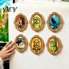 Reusable Magnetic Decals 1/6Pcs Halloween Retro Frame Refrigerator Magnet, Wood Carved Fridge Decor Cabinet Whiteboard Magnet for Home Office Kitchen