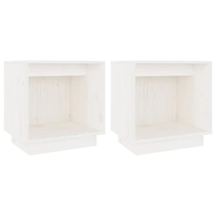 Tables de chevet - Maison Exclusive - Blanc - Bois de pin massif - 40x30x40 cm