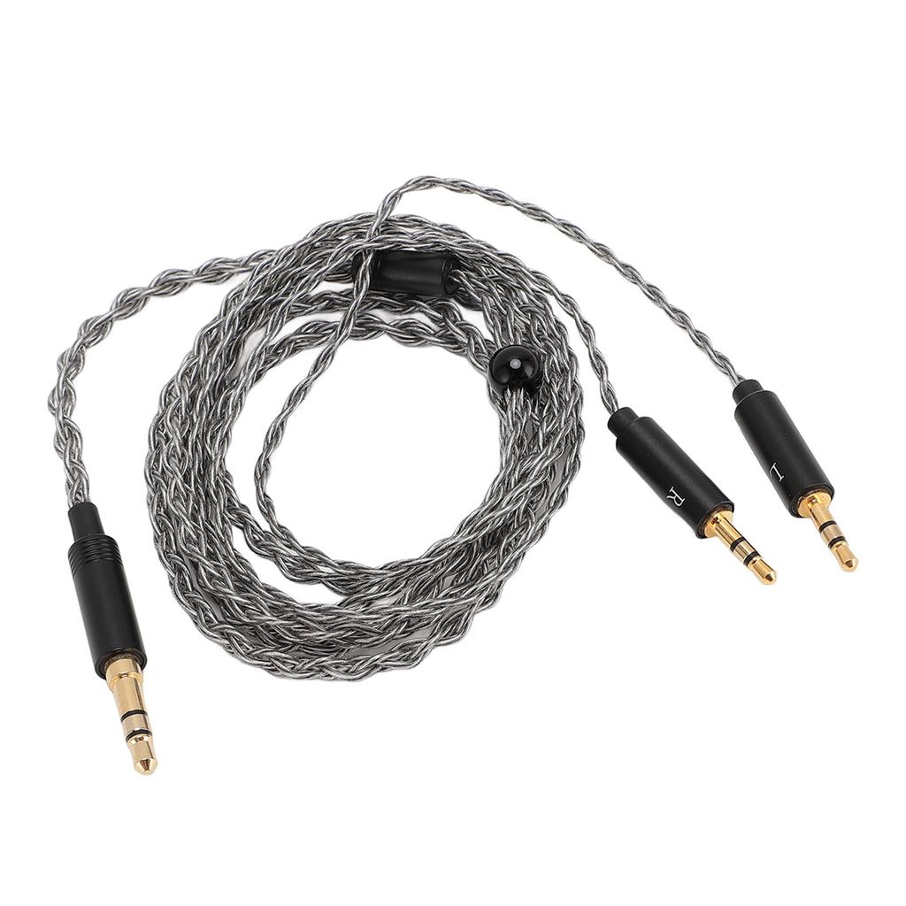 Headphone Upgrade Cable 3.5mm to Dual 2.5mm Silver Plated Copper Core Replacement Headset Wire for