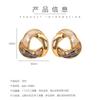 Elegant French Chic Stud Earrings With Natural Abalone Shell Inlay Zinc Alloy Geometric Design Women