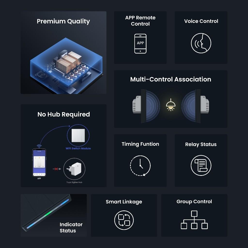 Smart Light Switch Neutral Wire Required WiFi Push Button Wall Switch No Hub Required Smart Button Switch