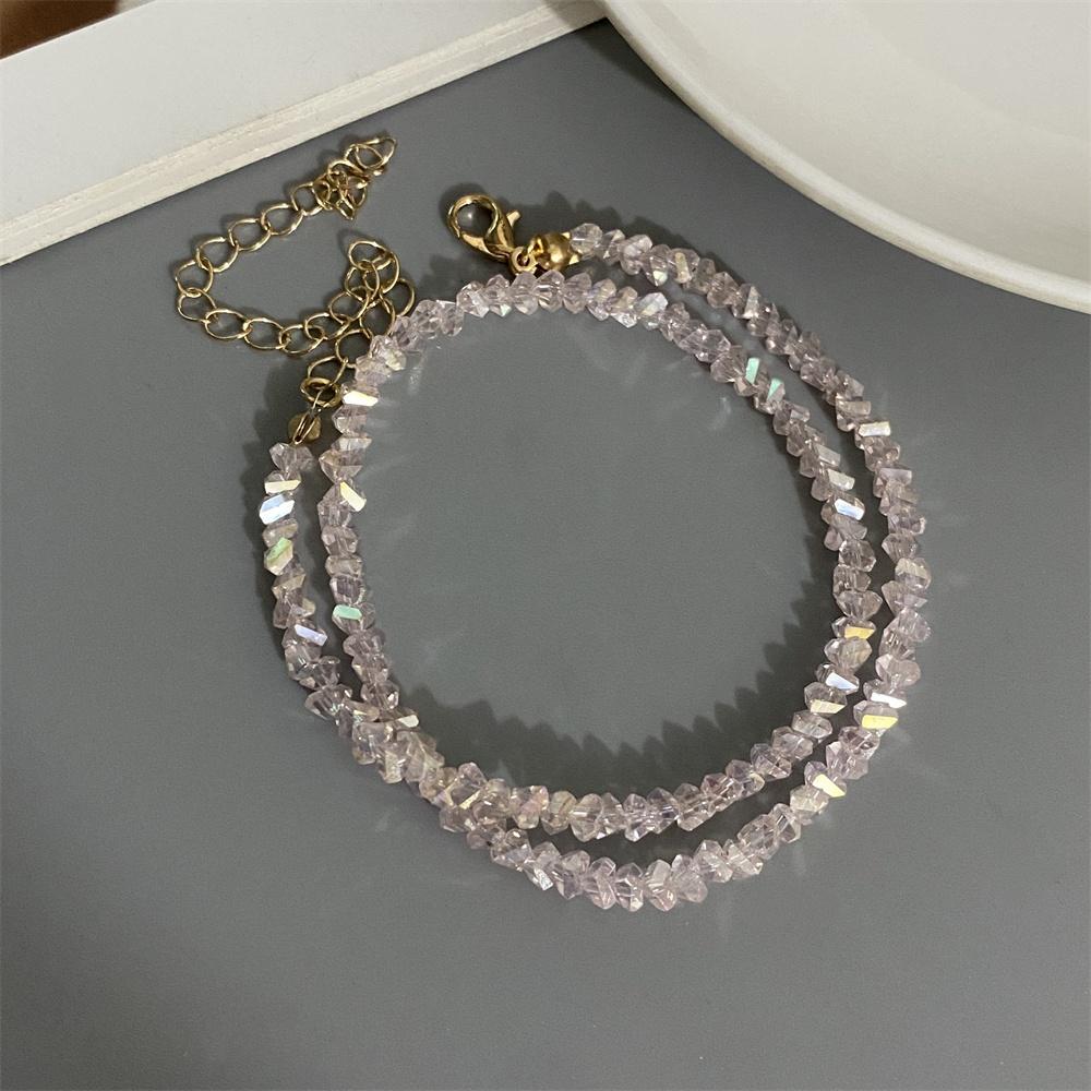 New Fashion Irregular Crystal Beads Choker Necklace White Transparent Black Pink Triangle Crystal Trendy Neck Jewelry