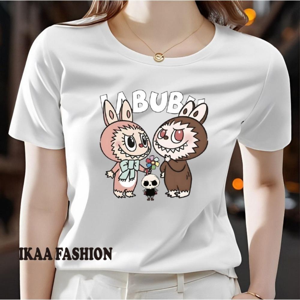 Women's printed T-shirt casual short sleeved T-shirt comfortable round neck, soft and cute T-shirt top