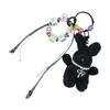 Plush Rabbits Bead Keychain Lovely Decorations Keyring Ornament Backpack Handbag Charm Pendant Gift for Girls Women