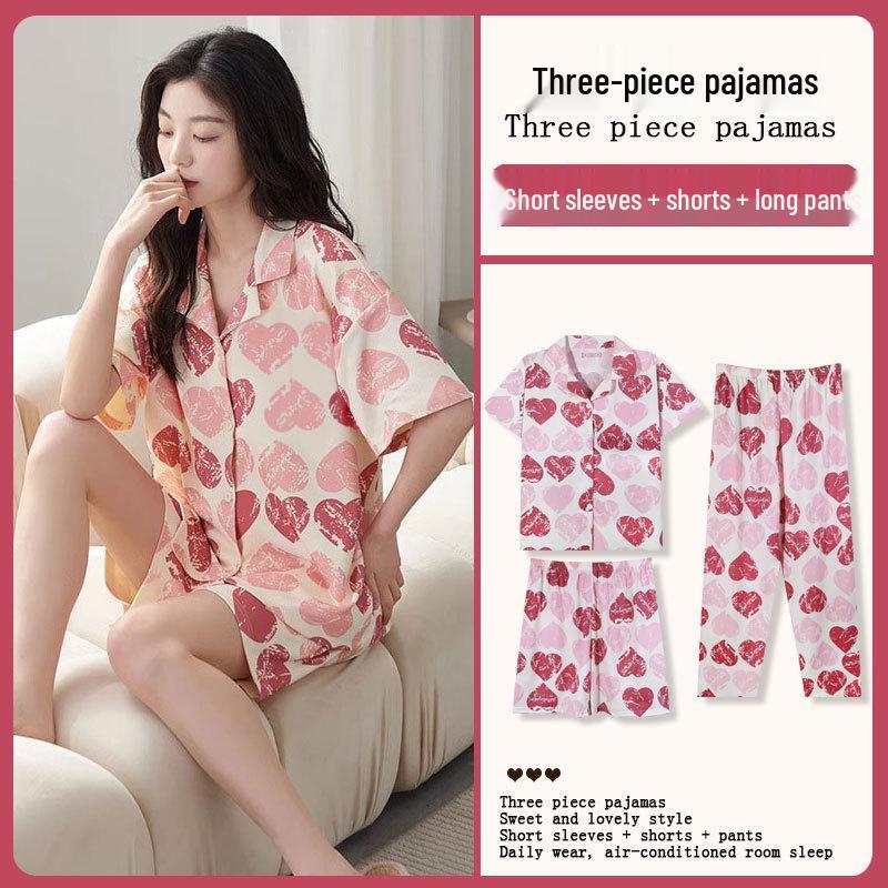 Summer Fashion Pajamas: Women's Short Sleeve Three-Piece Set with Cartoon Pacha Dog Design, Suitable for Home or Outdoors