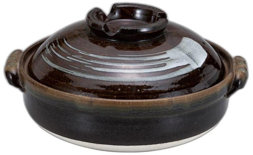 Tenmoku Brushed Deep Pot x 25 x Earthenware Can be used over an open Setomonohonpo 8.0 [29 15cm, 2100cc] Pot, Ceramic, flame,