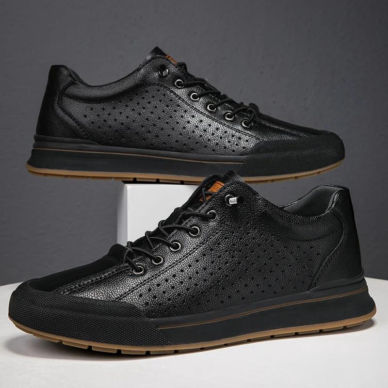 Modne Luksusowe Markowe Trampki Męskie Prawdziwa Skóra Buty Codzienne Męskie Nowe Antypoślizgowe Modne Obuwie Outdoor Ręcznie Robione Wysokiej Klasy Buty Męskie