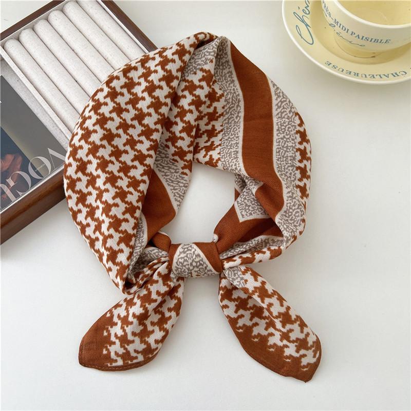 Cotton Linen Print Square Scarves Neckerchief Kerchief Headscarf Women Decorative Scarf Bandanas Headband 65cm Neck Wraps Shawls