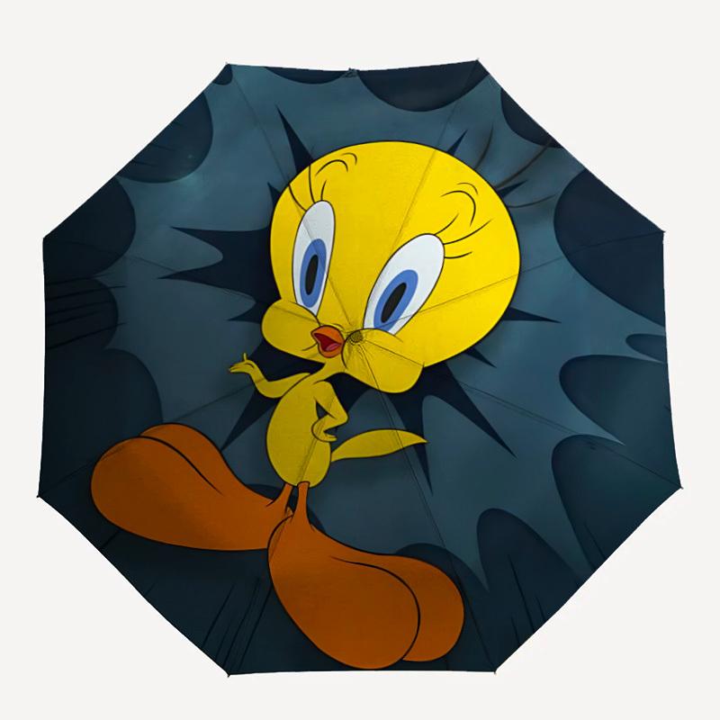

1 шт. Автоматический зонт Looney Tunes Птичка Твити, 8 спиц, портативный, складной, черная железная рама, для улицы, пляжа, путешествий, пляжный зонт 152