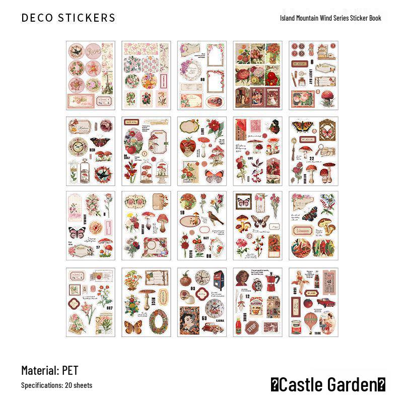 Infeel.Me Island Mountain Wind Series Sticker Book: DIY Journal Decoration - 4 Designs