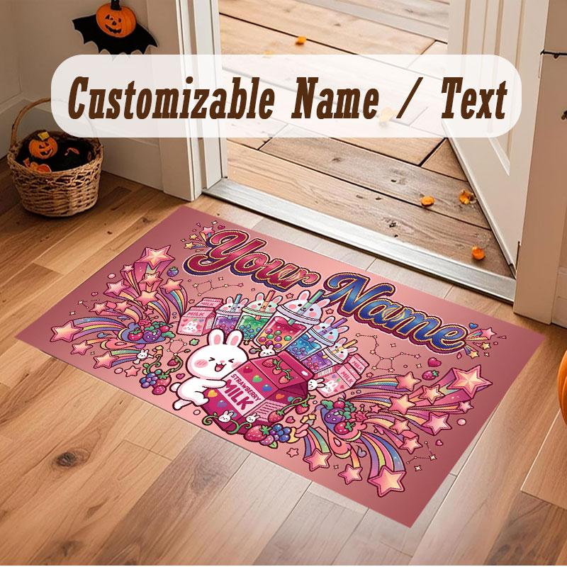 Celebration Theme Crystal Velvet Floor Rug Personalized Custom Name Text Warm Carpet Home Decoration