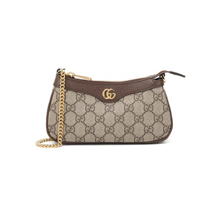 Gucci Pochette in Tela Ophidia con Pelle, Borsa a Spalla Borsa a Mano, Borsa a Spalla Mini da Donna Beige ed Ebano 764960-K9GSG-8367
