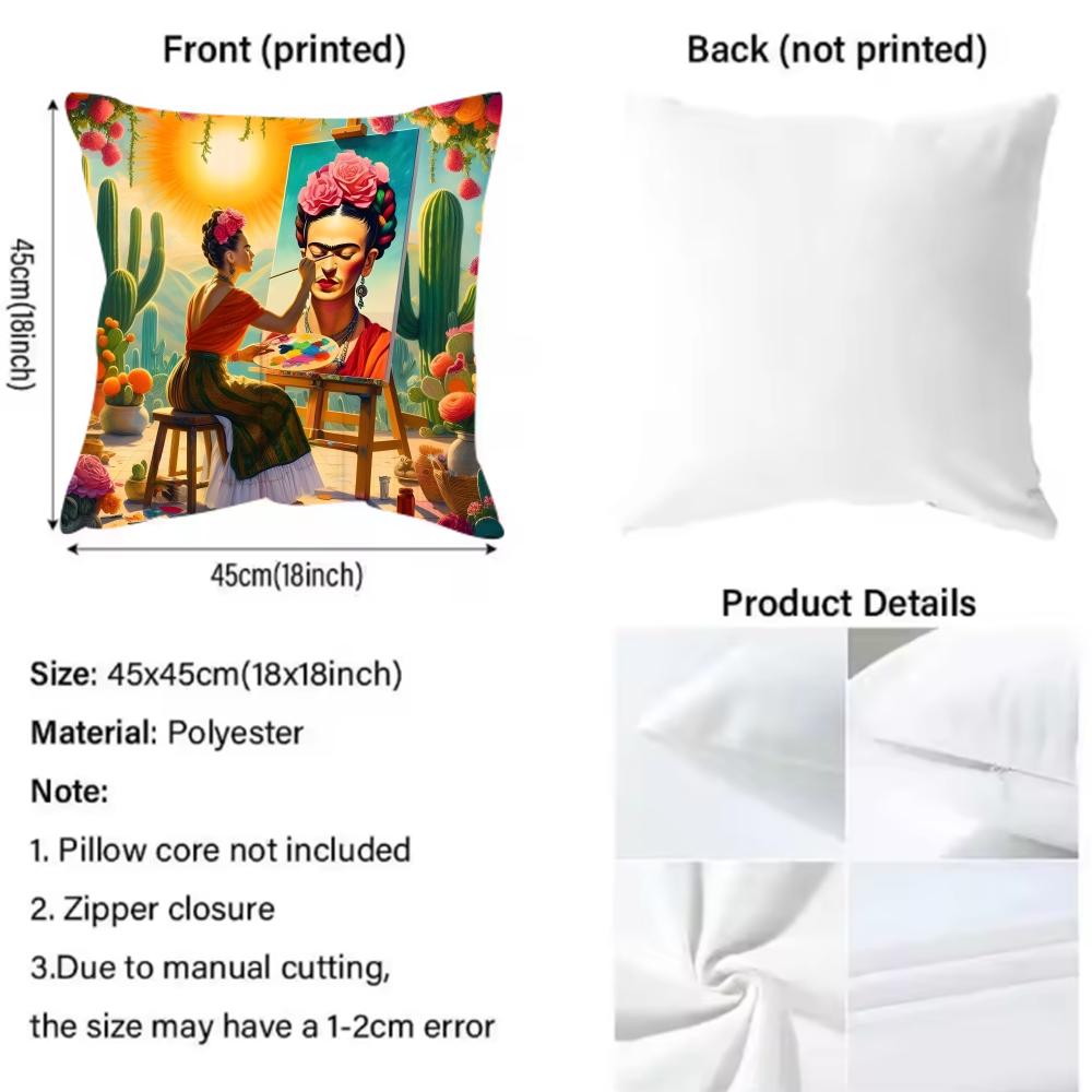 ART Frida KahloS Cushion Cover Pattern Printed Pillowcase for Living Room Sofa Cushion Cover & Bedroom Decor