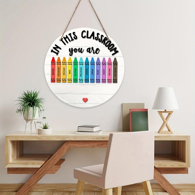 Wooden Door Sign Easy Installation No Tool Need Welcome Sign Teacher Hanging Plaque For Classroom School Wall Decors