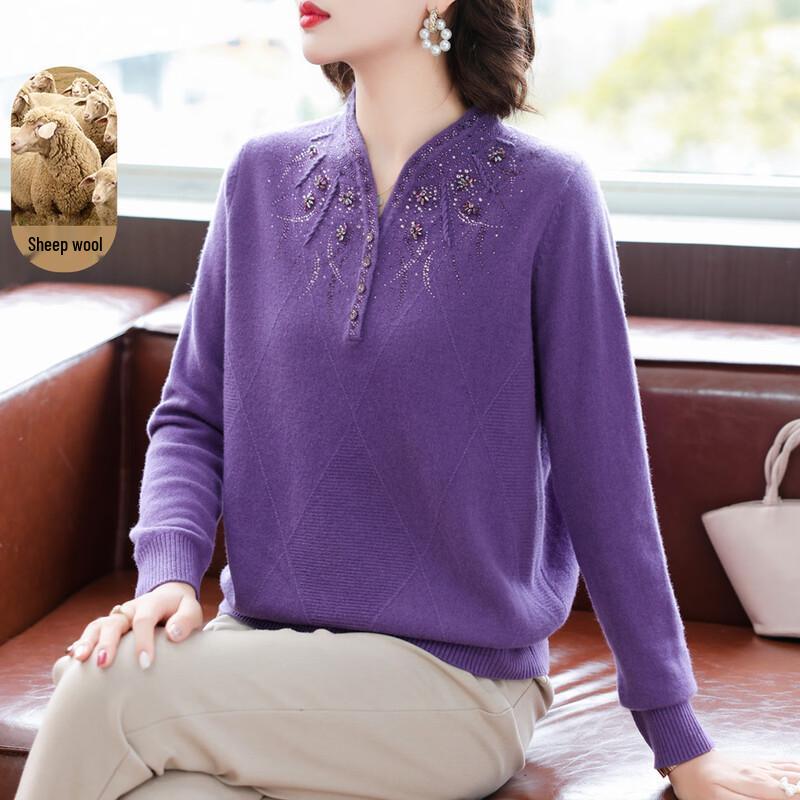 

Women s Elegant 100% Merino Wool Rhinestone Sweater 2XL