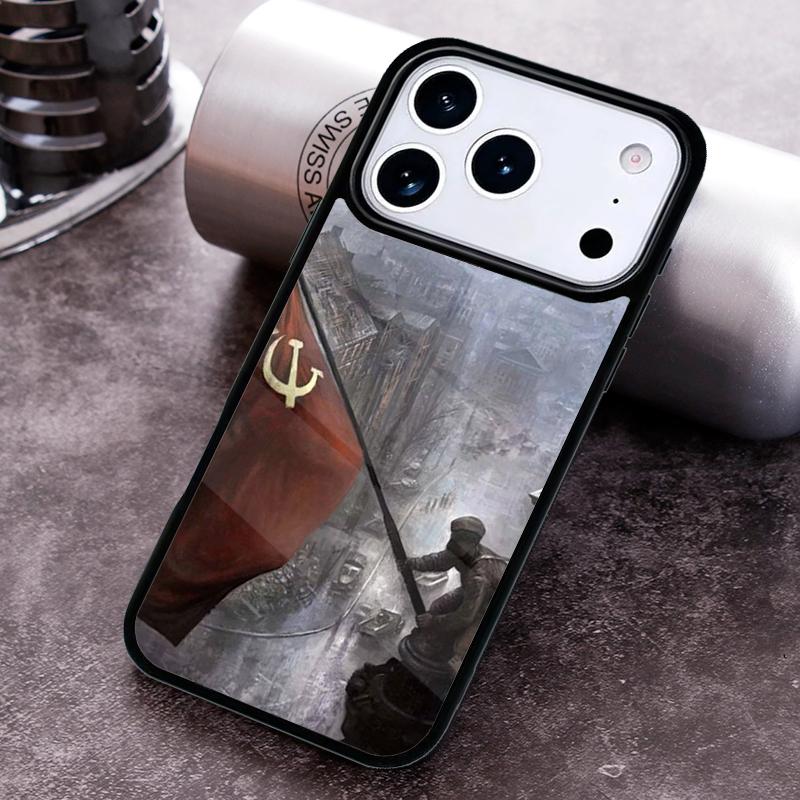 lenin Soviet Union flag Bling Cute Phone Case for iPhone 17 16 15 Pro Max Air 14 13 12 11 Plus Shockproof Capa Cover