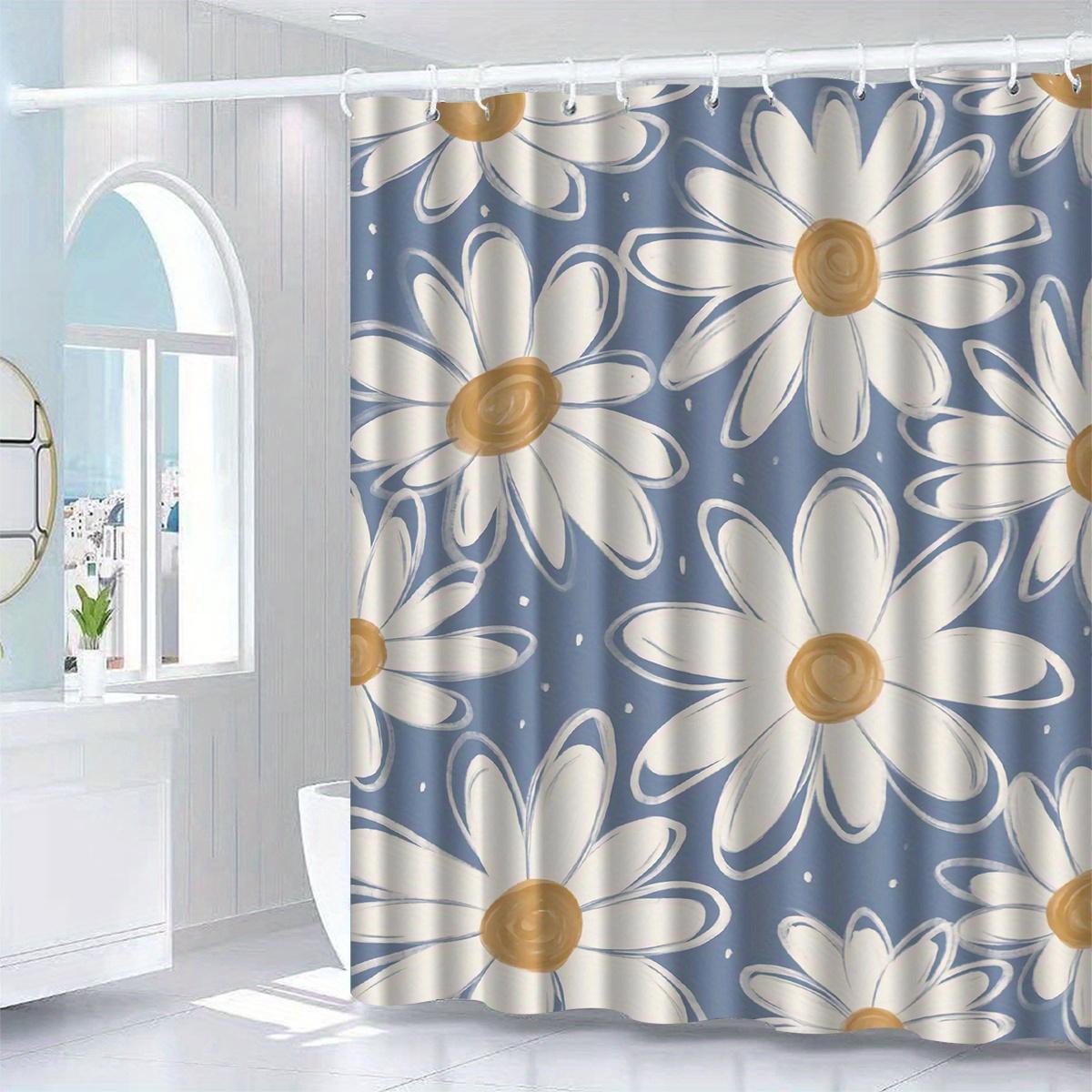 

Daisy Print Shower Curtain - Polyester Knit Weave, Machine Washable, Includes Hooks, All-Season Bathroom Partition, Home Decor W60H190(CM)-1 Pcs