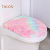 Toilet Lid Cover Soft Plush Colorful Bathroom Toilet Seat Cushion Pad Non-Slip Universal Fit Velvet Toilet Mat