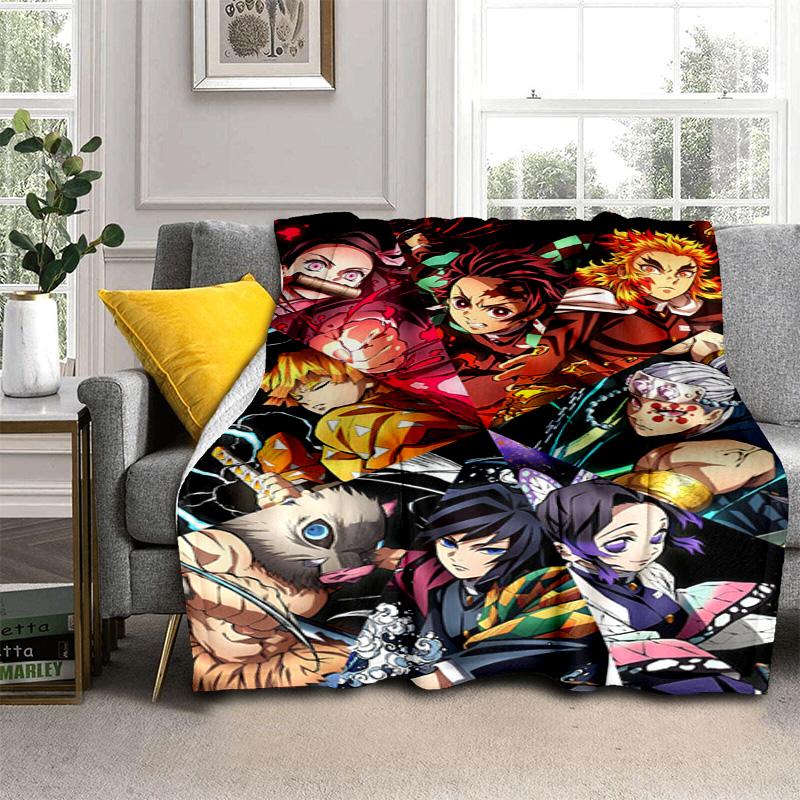 Demon Slayer Tanjiro Anime Art Blanket Home Decor Suitable For All Seasons Office Rest Blanket Bedroom Nap Blanket