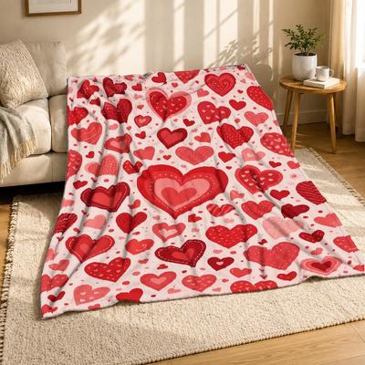 Scattered Valentine Hearts Coral Fleece Blanket Love Decor