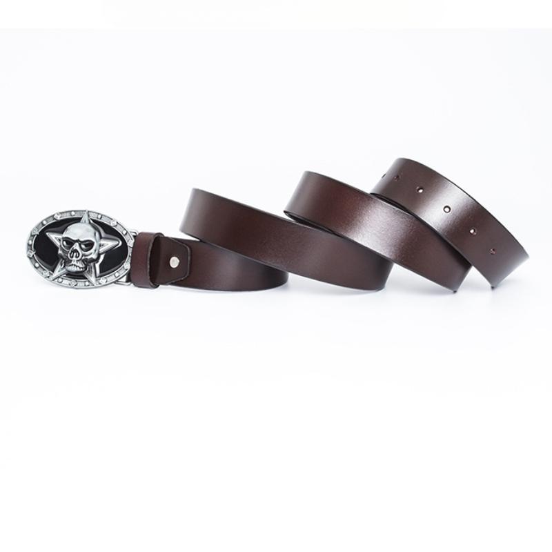 Retro Belt Skull Pentagram Fashion Trend Personality Youth Belt Cowhide Belt