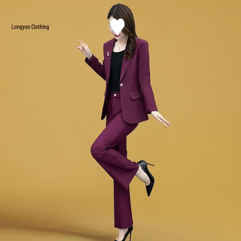 Spring 2025 Slim Fit Fashion Suit: Women's Two-Piece Set with Micro Flare Pants
