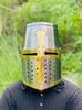 Handmade Crusader Knight Helmet | Steel & Brass, LARP Cosplay Armor