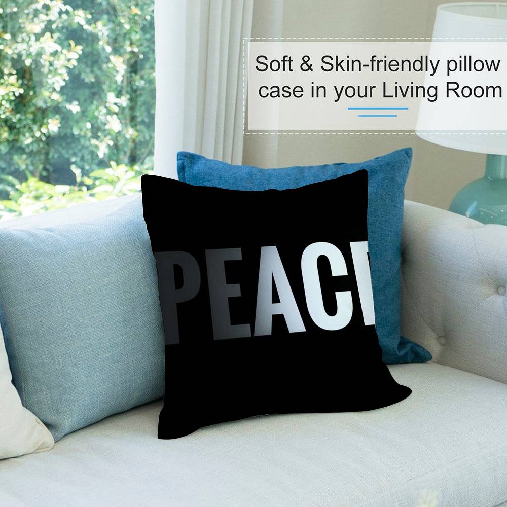 Black Peace Pillow Case Short plush Double-sided Print Square Throw Pillow Covers Sofa Home Cushion Decor