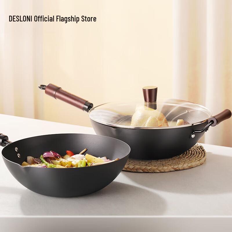 DESLON Refined Iron Wok, 30cm