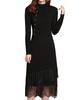 Knit Long Black Party Plus Perfect for Dates and Special Occasions Free [Dep Club] Women's Dress, Fall/Winter, Sleeve, Lace, Dress, Elegant,