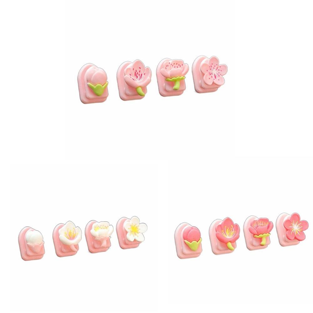 Peach Blossom Flower Car Small Hook Paste Style Car Hanging Hook Cartoon Car Hooks  Women Girl
