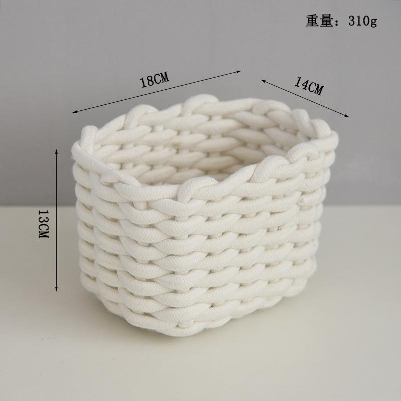 Cotton Rope Woven Storage Basket Platter Tabletop for Home Bathroom Cosmetics Storage Sundries Organizer