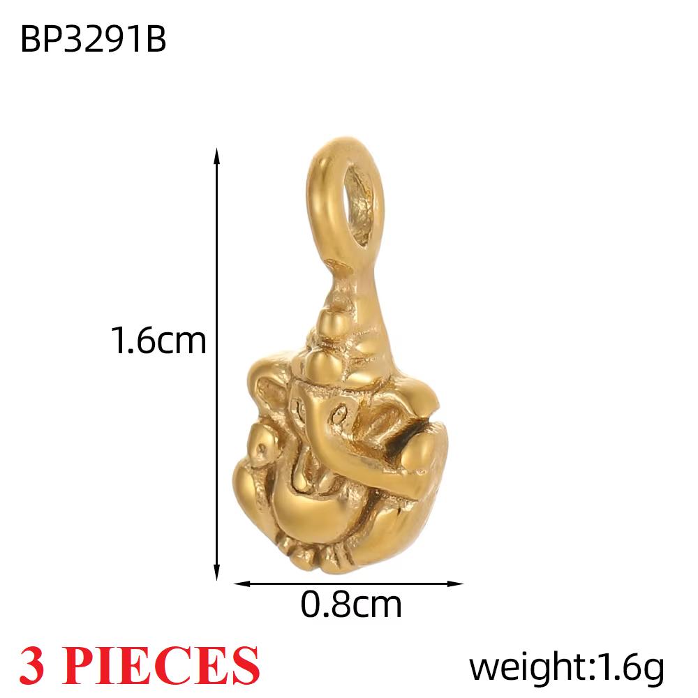 3PCS/LOT CARLIDANA Gold Plated Stainless Steel Charms, Flower Animal Heart Bow Pendants for DIY Necklace Jewelry Making