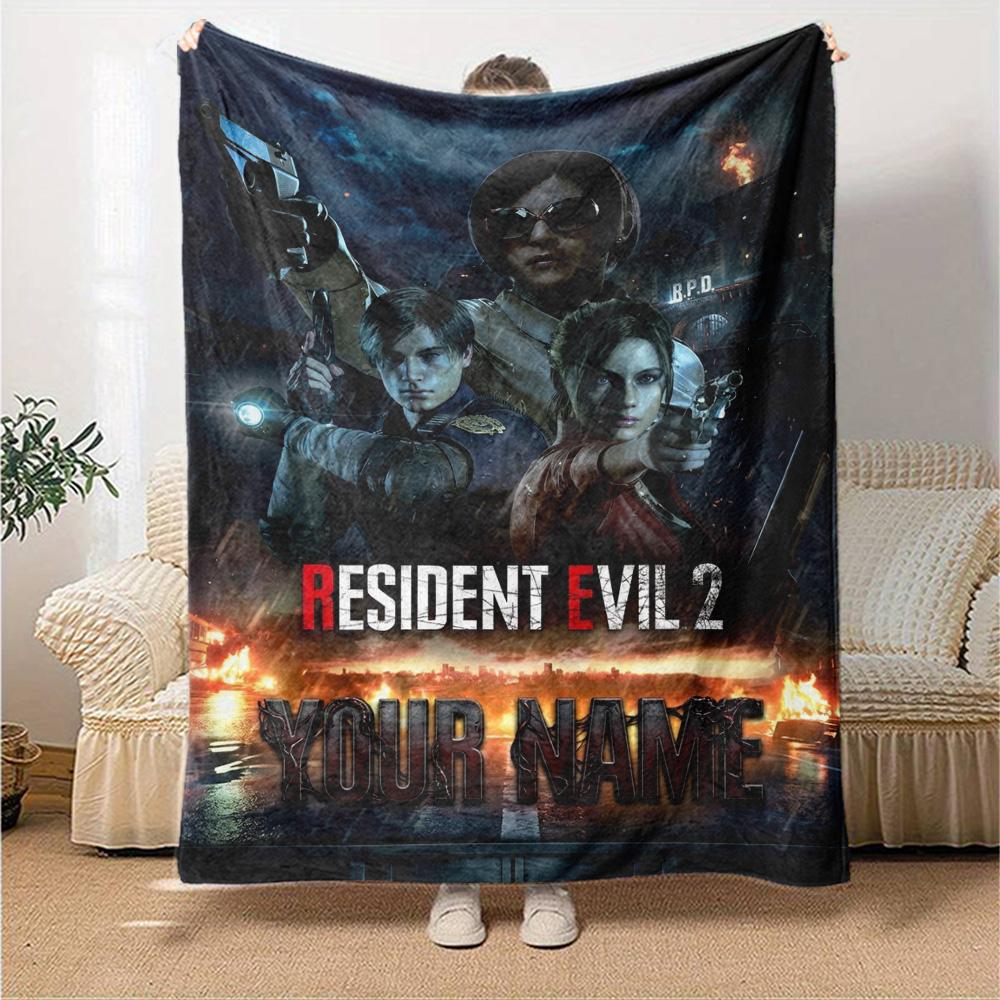 Name Custom Zombie Game Print Flannel Blanket High Quality Warm Comfortable Cover for All Seasons Perfect for Gifts Home Decor