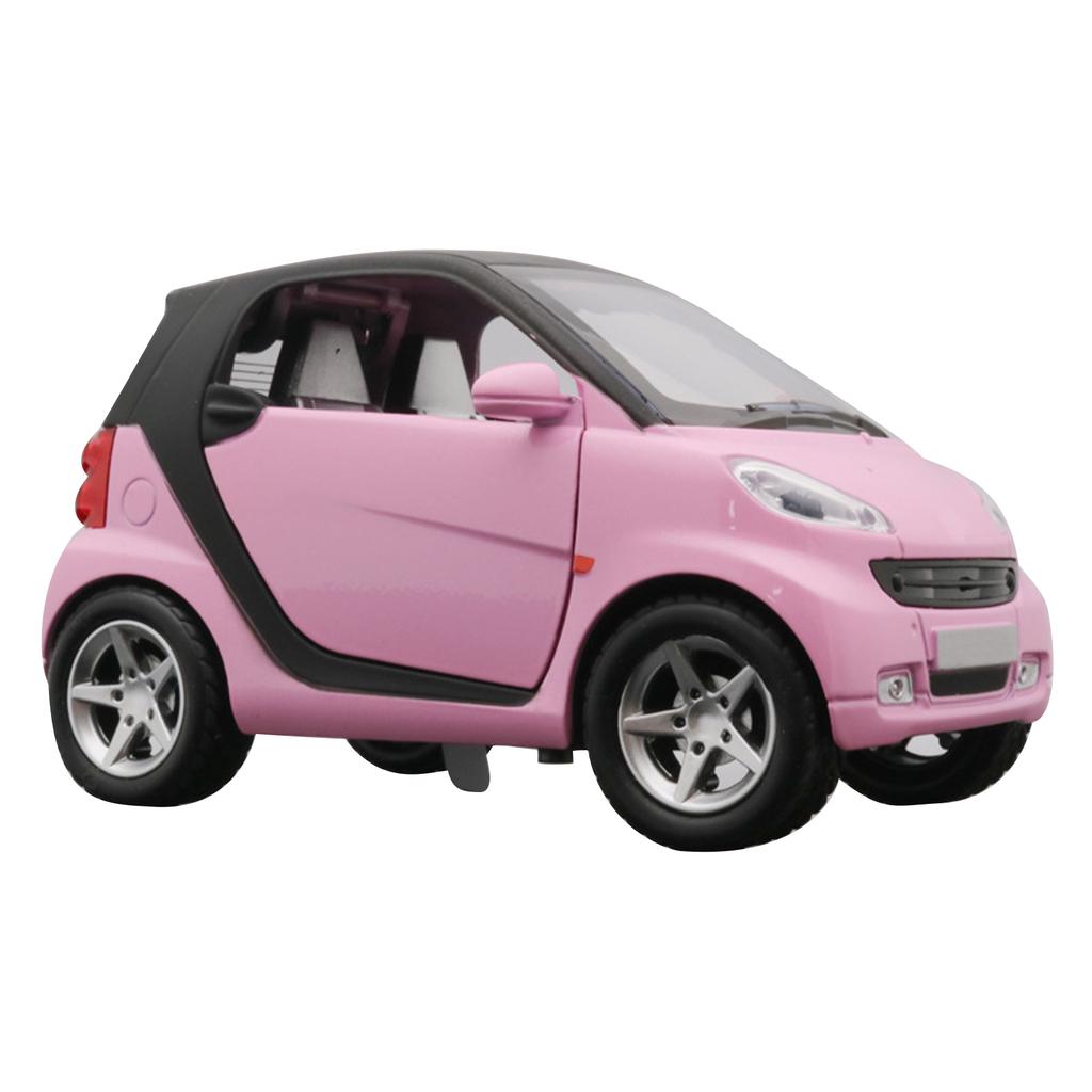 Pink Pull Back Car Diecast Car Model Collectible Toy For 1/32 Scale Smart Fortwo Birthday Christmas New Year Gift