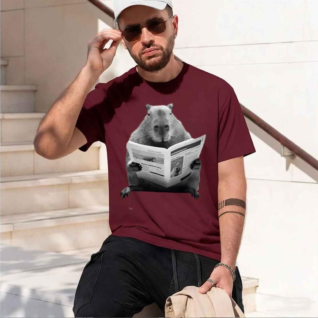 Funny Capybara Bathroom Graphic Unisex Clothing Tee Shirt Homme New In Short Sleeve Round Neck Printing Pullover Tshirt 33390 2026