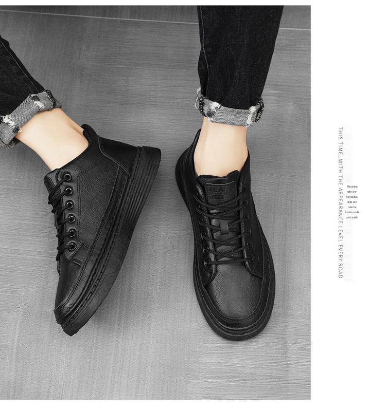 Men's 2025 Black Sneakers: Trendy, Versatile, Korean-Style Casual Shoes for Spring & Autumn, Breathable & Flat-Bottomed.